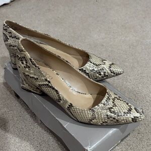 Franco Sarto Beige Snakeskin Heels